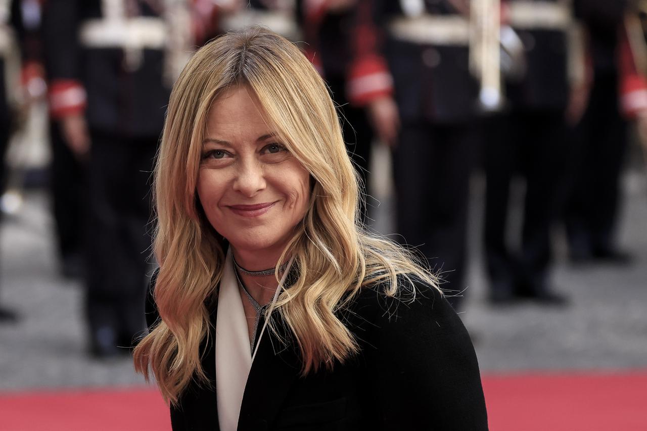 Italian Premier Giorgia Meloni waits for the arrival of Albanian Prime Minister Edi Rama (not seen) at Chigi Palace government office in Rome, Italy, April 16, 2026. (AA Photo)