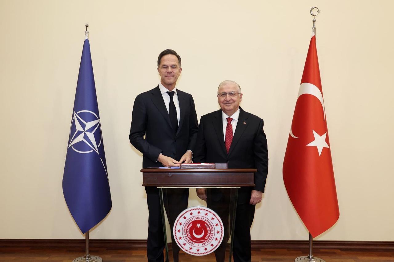Turkish National Defense Minister Yasar Guler meets NATO Secretary General Mark Rutte in Ankara, Türkiye on April 21, 2026. (Turkish Defense Ministry / AA Photo)