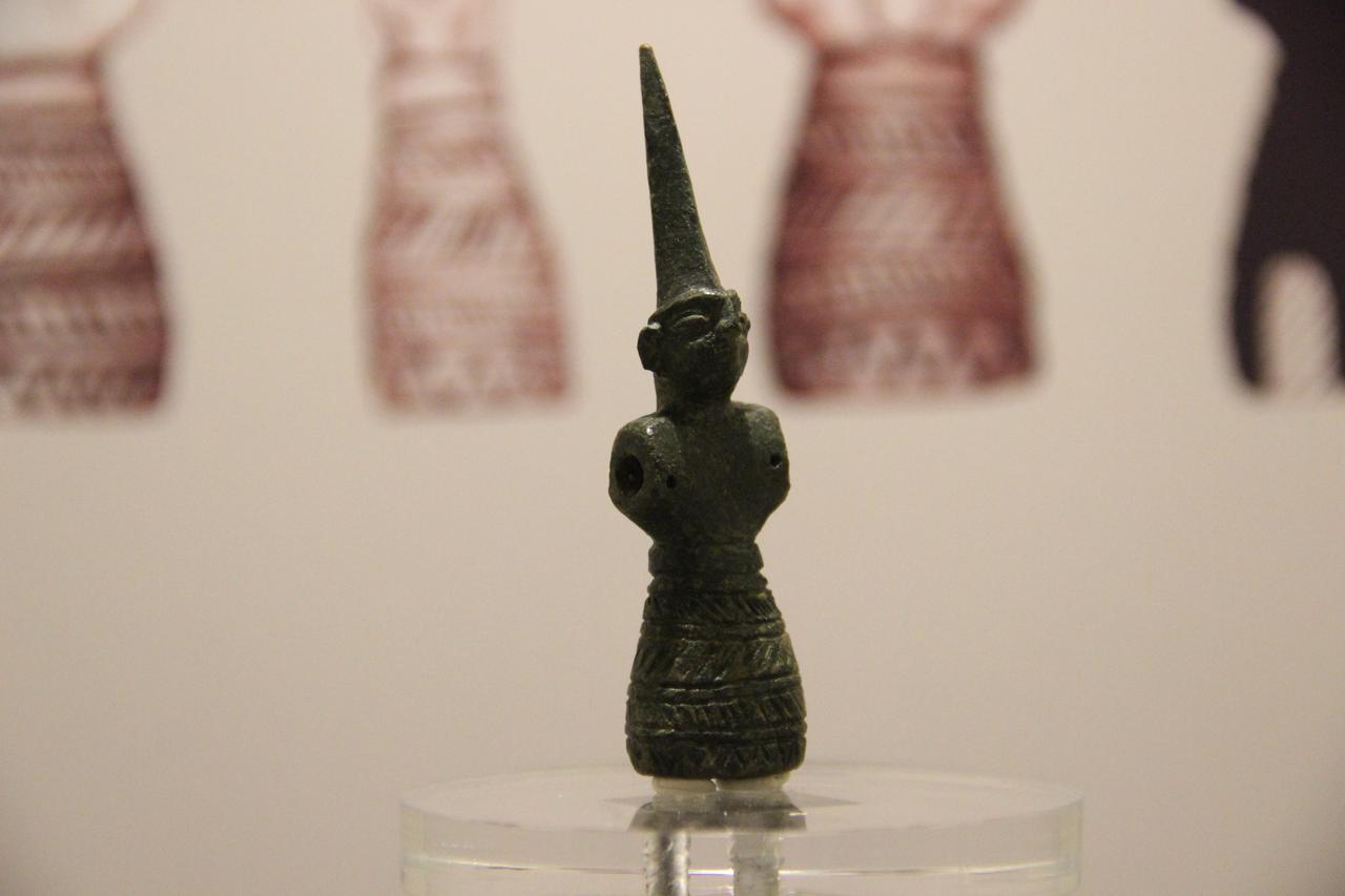 A 3,500-year-old Hittite “Young Storm God” bronze figurine on display at Bogazkoy Museum in Corum, Türkiye, April 15, 2026. (IHA Photo)
