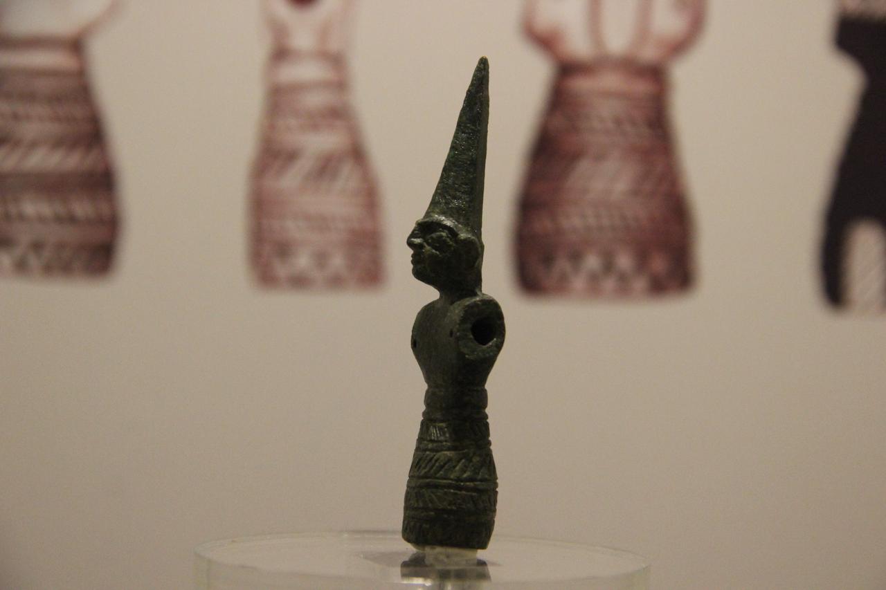 A 3,500-year-old Hittite “Young Storm God” bronze figurine on display at Bogazkoy Museum in Corum, Türkiye, April 15, 2026. (IHA Photo)