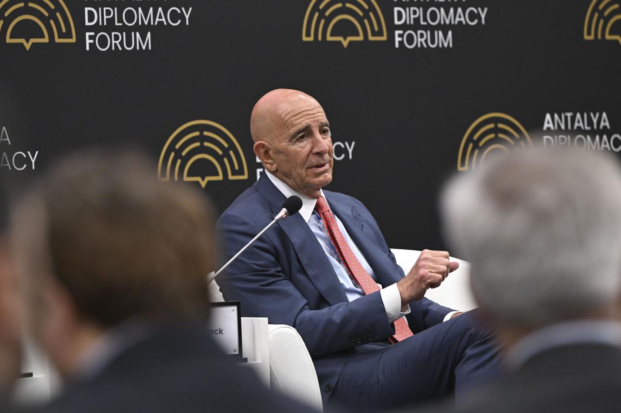 Ambassador to the Republic of Türkiye and Special Envoy for Syria, U.S. Thomas J. Barrack attends ADF2026 Talks within Antalya Diplomacy Forum, held under the theme of 'Mapping Tomorrow, Managing Uncertainties' in Antalya, Türkiye on April 17, 2026. (AA Photo)