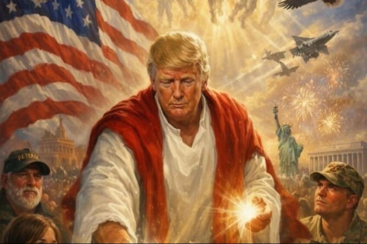 Now-deleted AI-generated image depicting Trump as Jesus Christ posted on Truth Social, accessed on April 13, 2026. (Photo via Truth Social)