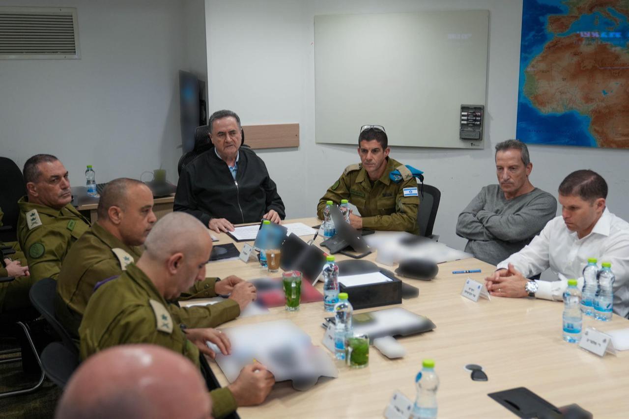 Israeli Defense Minister Yisrael Katz (C) attends a meeting with senior military officials in Tel Aviv, Israel on March 24, 2026. (Ariel Hermoni/IMoD/Handout - AA Photo)