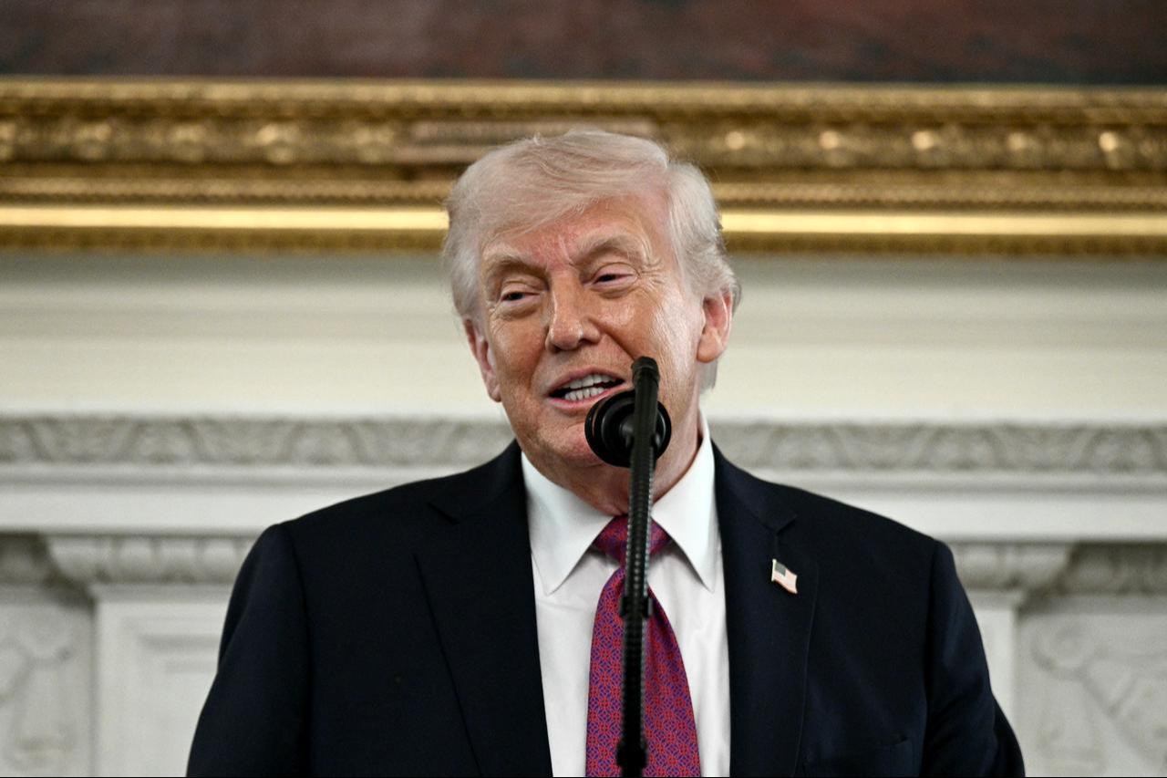 US President Donald Trump speaks during the NCAA Collegiate National Champions Day event at the White House in Washington, DC, on April 21, 2026. (AFP Photo)