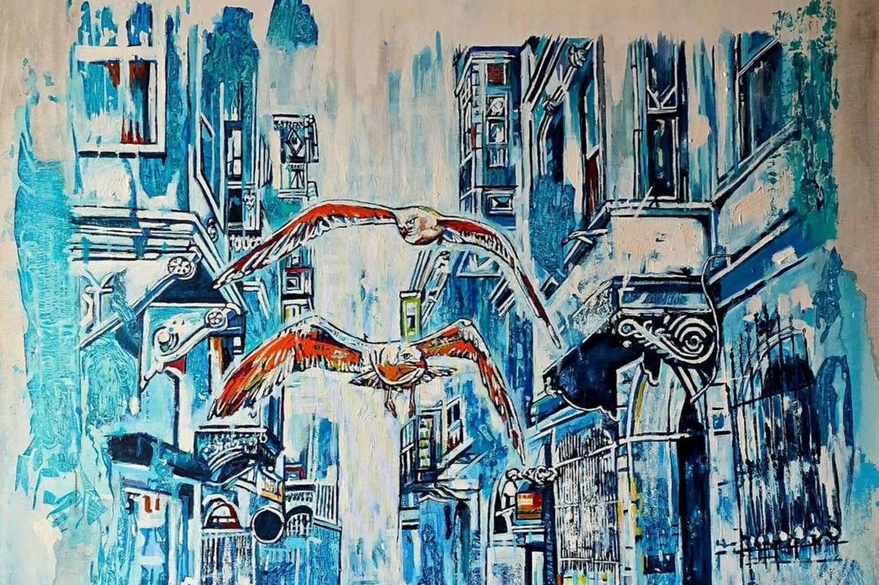 Turkish painter Pinar Kanber captures Istanbul through seagulls in new exhibition