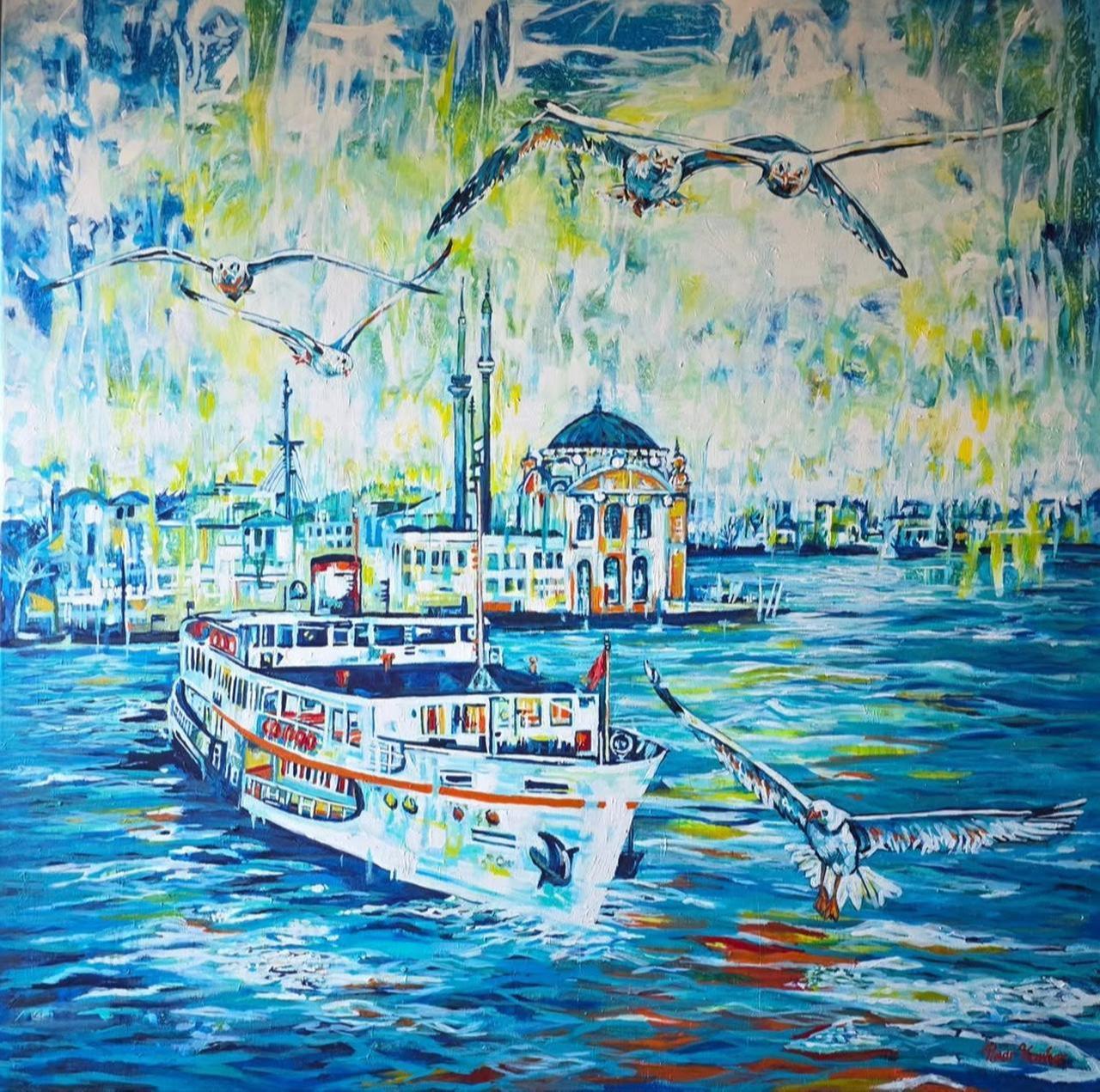 City ferries navigate the Bosphorus beneath the iconic skyline, Istanbul, Türkiye, December 15, 2025. (Photo via Instagram / @pinarkanber.artstudio)