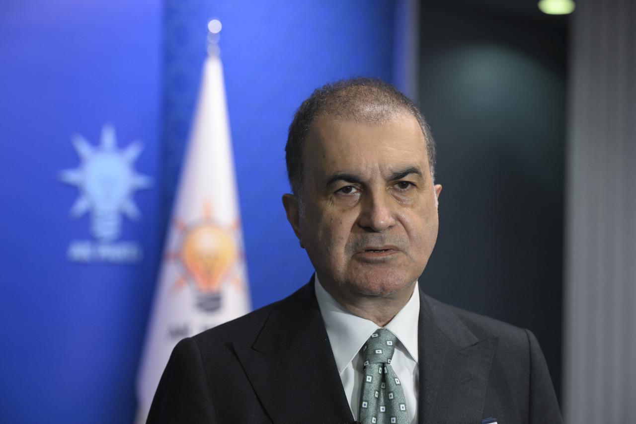 Türkiye's ruling Justice and Development (AK) Party Deputy Chairman and Spokesperson Omer Celik speaks to a reporter in Ankara, April 22, 2026. (AA Photo)