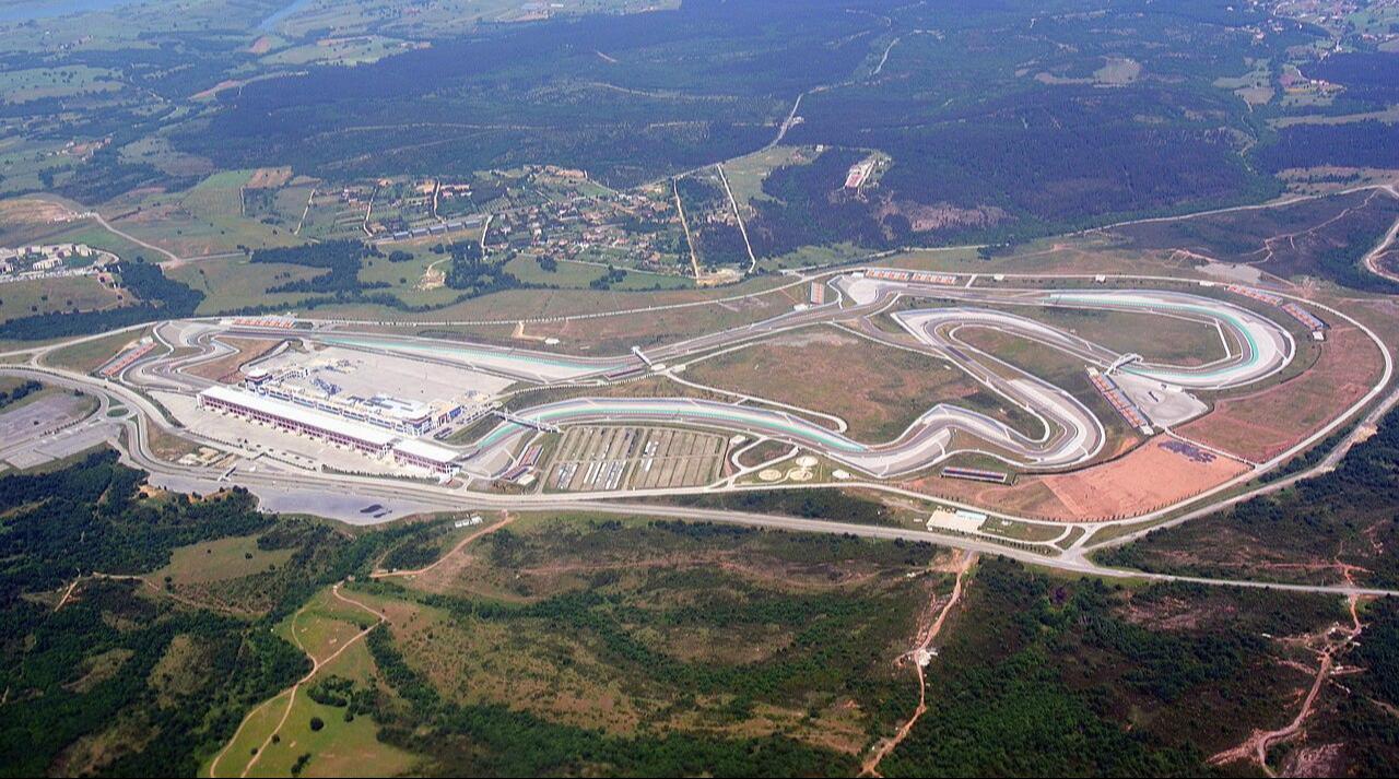Aerial view of Istanbul Park (racing circuit) situated in Akfirat, a village east of Istanbul, Türkiye, May, 2013. (Photo via Wikimedia)