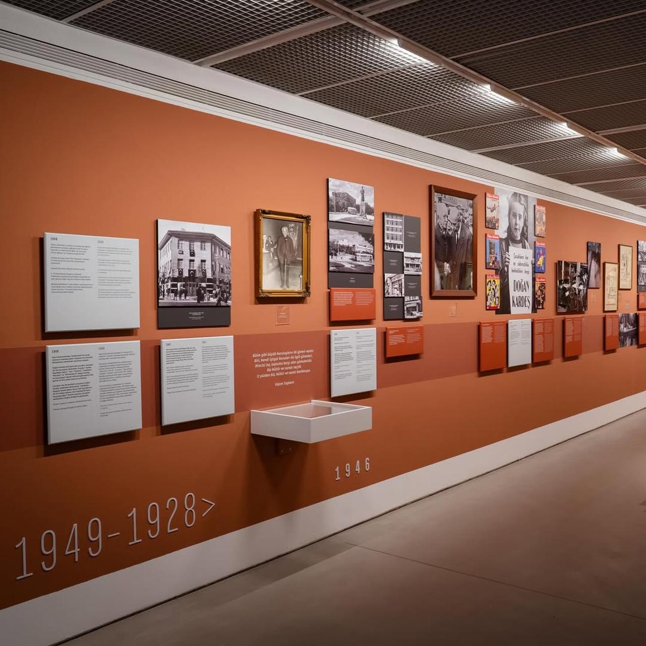 Archival timeline featuring historical documents and photos, Istanbul, Türkiye, April 13, 2026. (Photo via Instagram / @yapikredikultursanat)