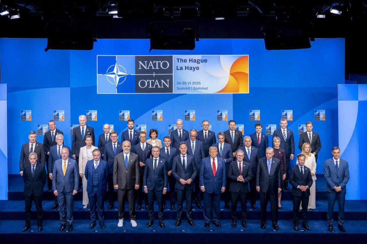 This official photograph captures the NATO Summit held in The Hague, Netherlands, on June 24–25, 2025.