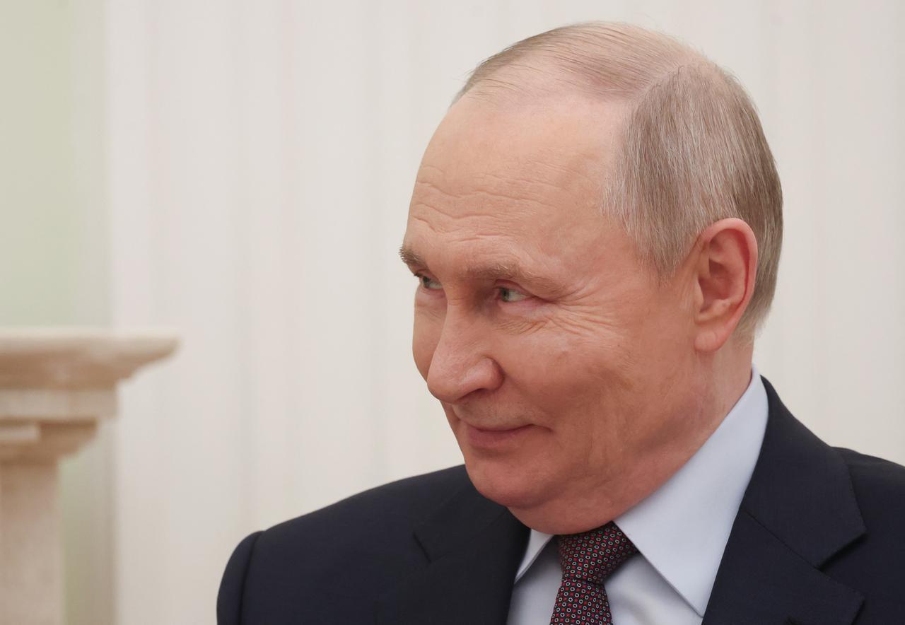 Russian President Vladimir Putin attends a meeting with Kyrgyzstan's President at the Kremlin in Moscow on April 23, 2026. (AFP Photo)