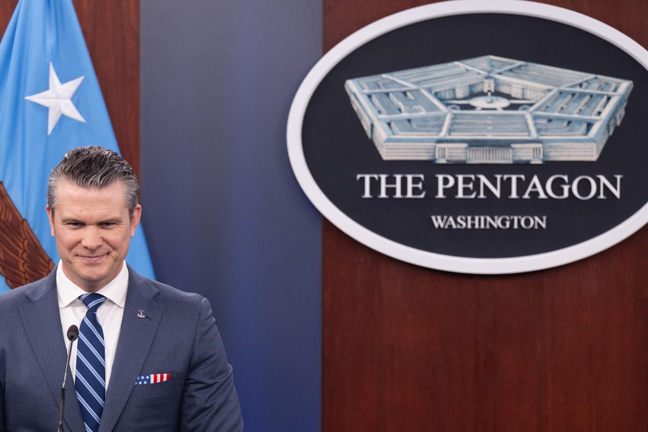 US Secretary of Defense Pete Hegseth speaks during a press briefing at the Pentagon in Washington, DC, April 16, 2026. (AFP Photo)