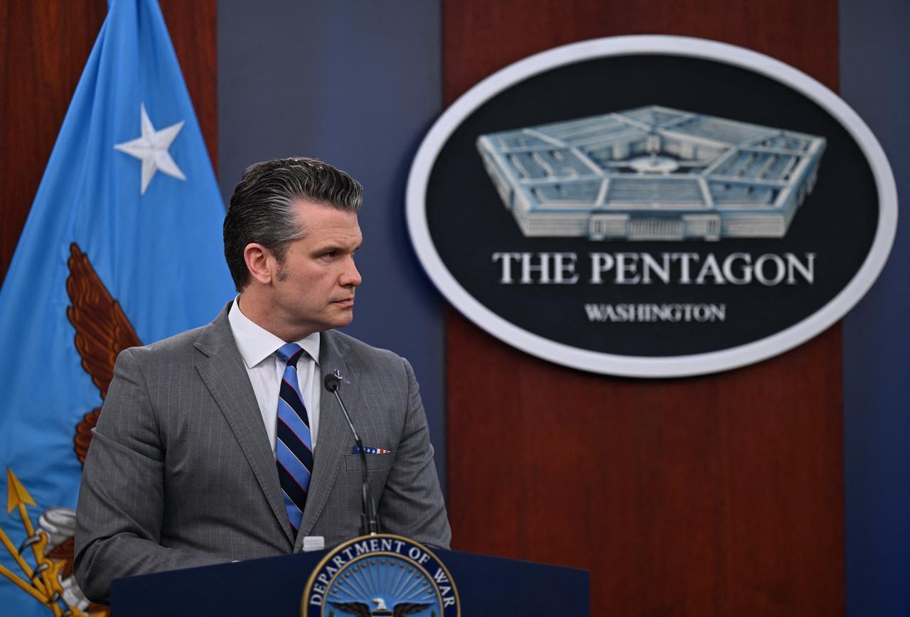US Defense Secretary Pete Hegseth speaks looks on during a press briefing at the Pentagon in Washington, DC, on April 24, 2026. (AFP Photo)