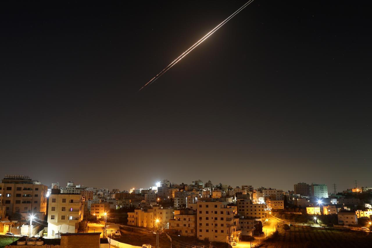 Missiles launched by Iran in retaliation for attacks by the United States and Israel are seen in the skies over Hebron, Palestine on April 06, 2026. (AA Photo)