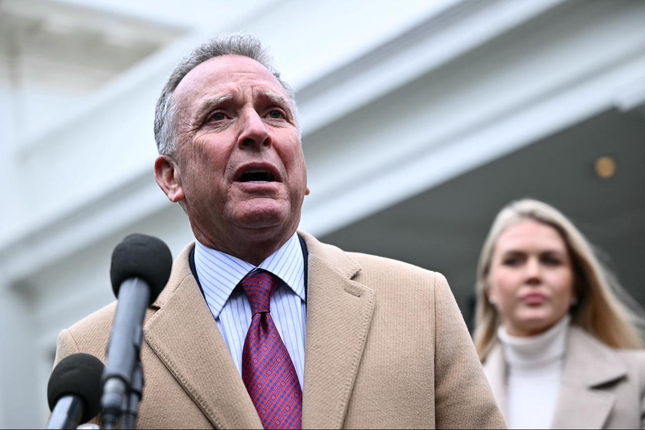 US Middle East envoy Steve Witkoff speaks to reporters outside the West Wing of the White House in Washington, DC on March 6, 2025. (AFP Photo)