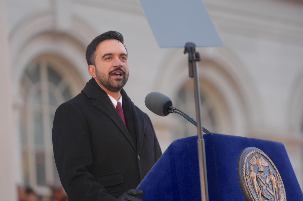 Democrat Mayor Zohran Mamdani becomes the first Muslim mayor of New York City, with the inauguration ceremony at City Hall, Manhattan, New York City, United States on Jan. 1, 2026. (AA Photo)