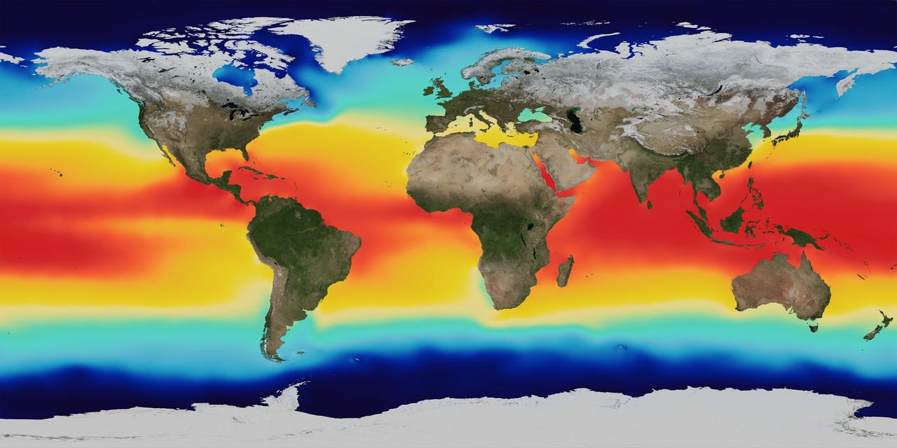 Global map showing average sea surface temperature (NASA Photo)