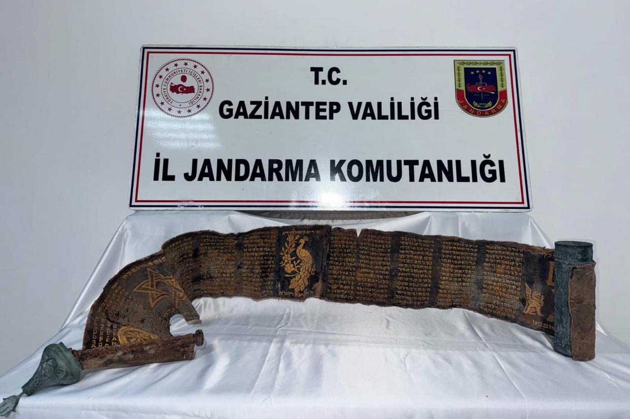 Hebrew gold manuscript on python skin seized in Gaziantep antiquities bust