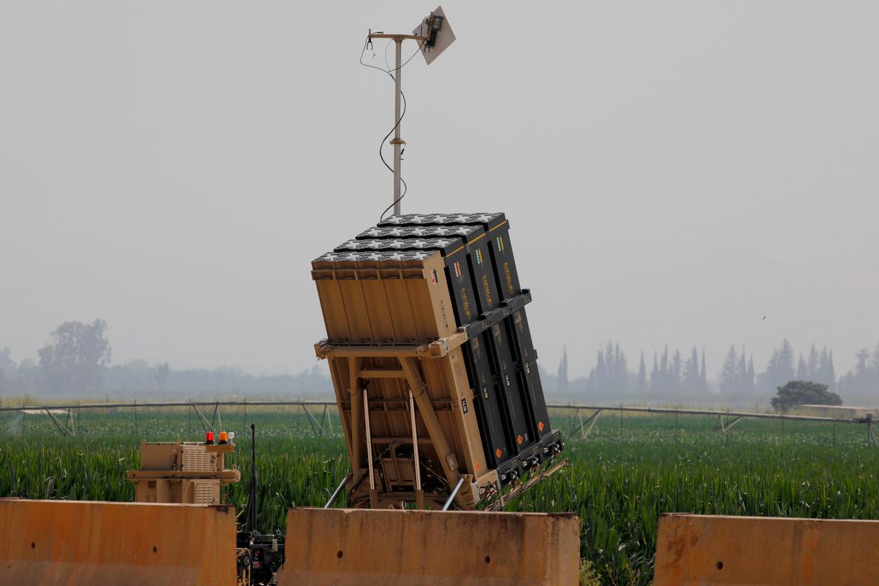 An Israeli Iron Dome defense system battery, designed to intercept and destroy incoming short-range rockets and artillery shells, is pictured in the Hula Valley in northern Israel near the border with Lebanon, July 27, 2020. (AFP Photo)
