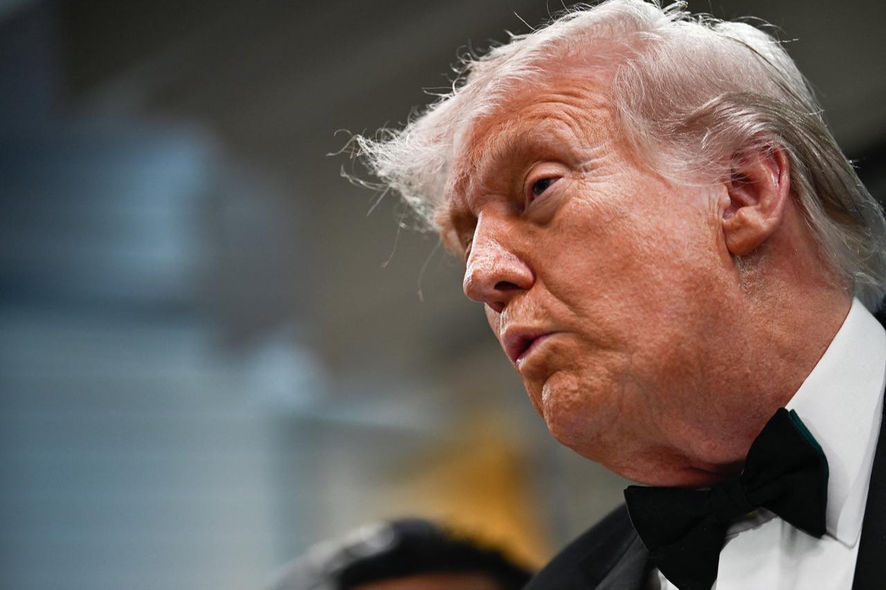 US President Donald Trump speaks during a press briefing in the Brady Briefing Room at the White House in Washington, DC, shortly after a shooting incident at the White House Correspondents’ Dinner, April 25, 2026. (AFP Photo)