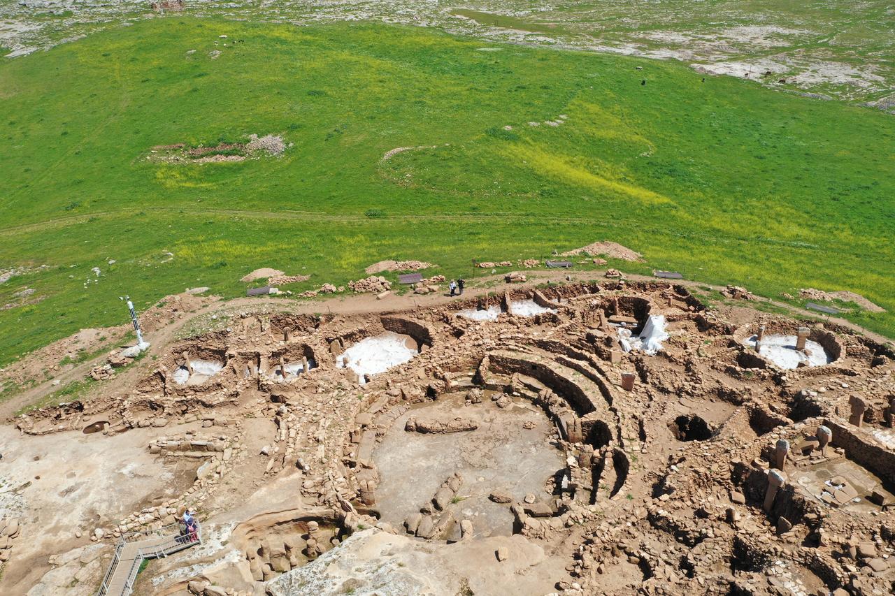 An aerial view of the Karahantepe archaeological site is seen in Sanliurfa, Türkiye, April 27, 2026. (AA Photo)