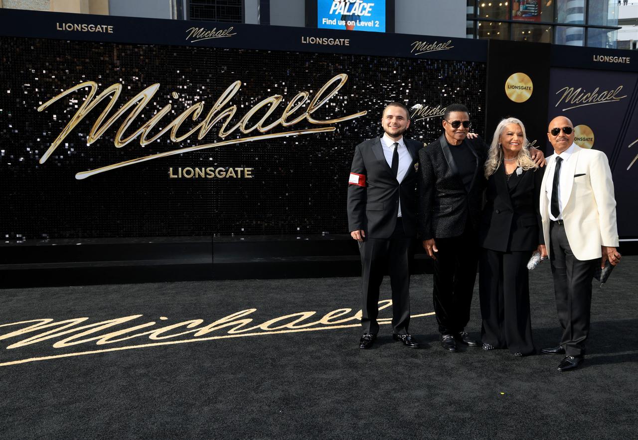 (L-R) Prince Jackson, Jackie Jackson, Suzanne de Passe and Marlon Jackson attend Lionsgate's "Michael" Los Angeles premiere at Dolby Theatre on April 20, 2026 in Los Angeles, California. (AFP Photo)