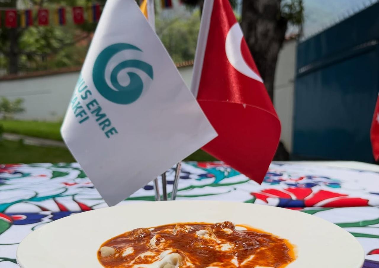 A plate of traditional Turkish manti is served with yogurt and spiced butter sauce during Turkish Cuisine Days in Caracas, Venezuela. (Photo via Instagram/@yeecaracas)