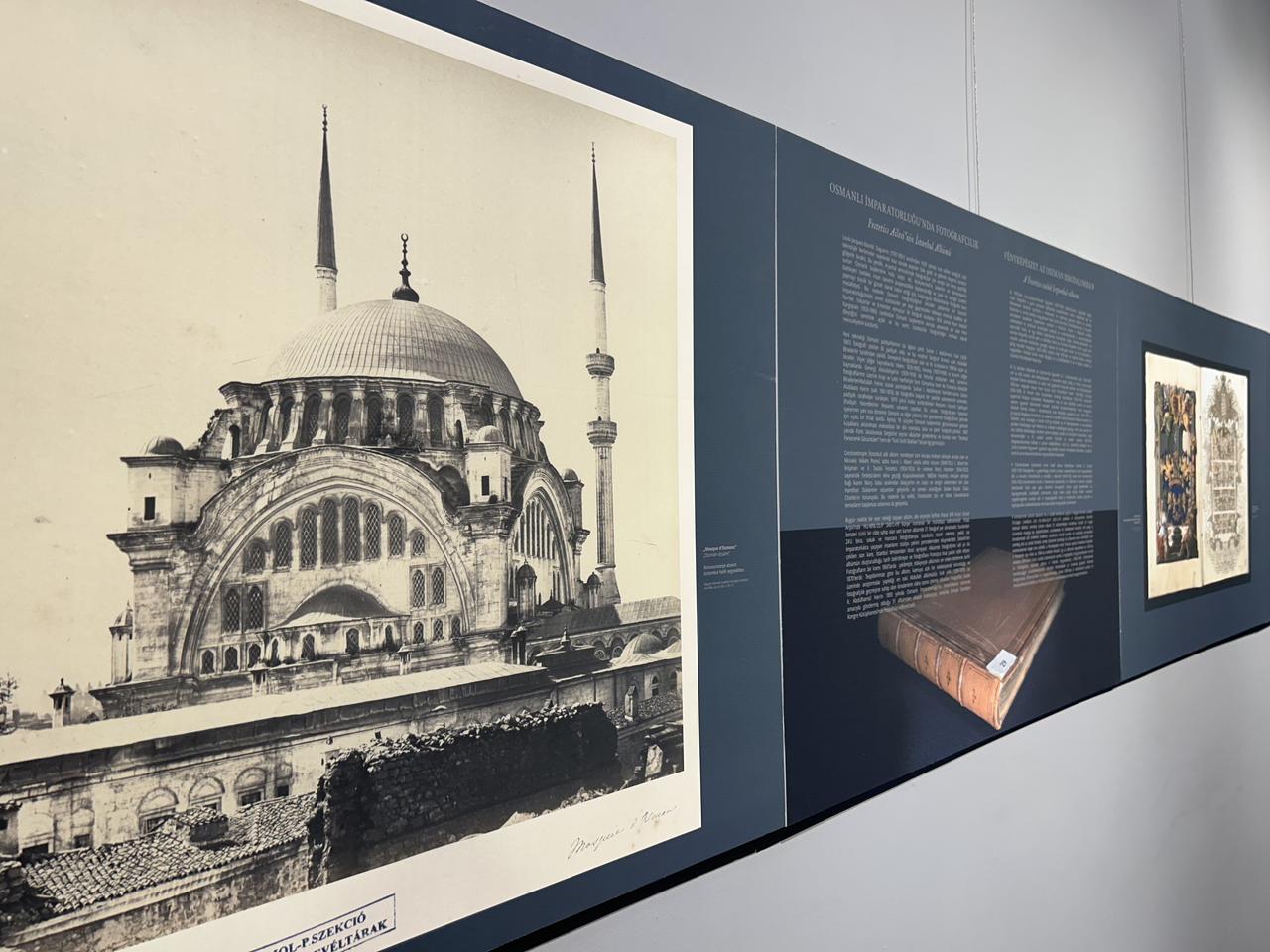 A historic photograph of an Ottoman mosque, featured in the Festetics family album, is exhibited as part of the show highlighting 19th-century Istanbul. (AA Photo)