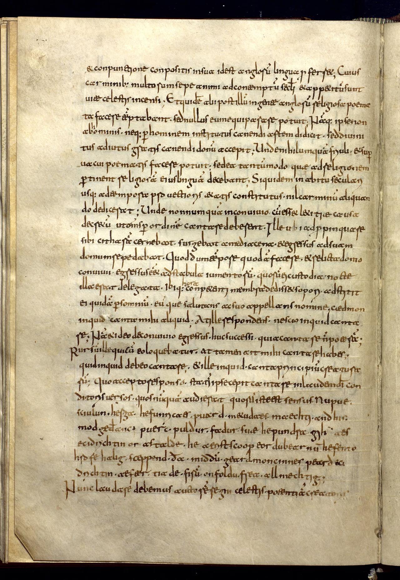 A ninth-century manuscript page shows the Old English text of “Caedmon’s Hymn,” Rome, Italy, April 30, 2026. (Courtesy of TCD)