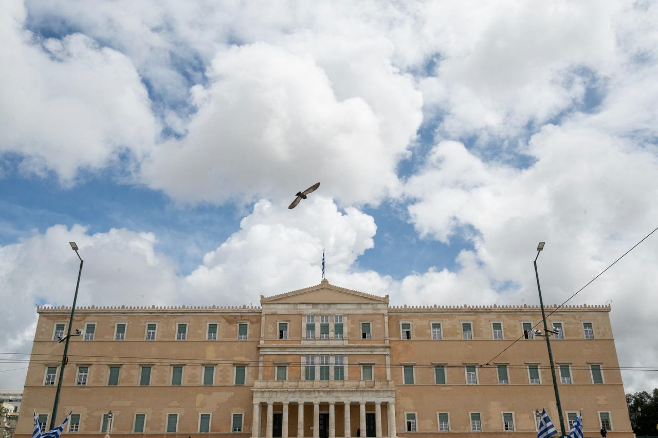 This photograph shows a view of the Greek Parliament building on April 3, 2026. (AFP Photo)