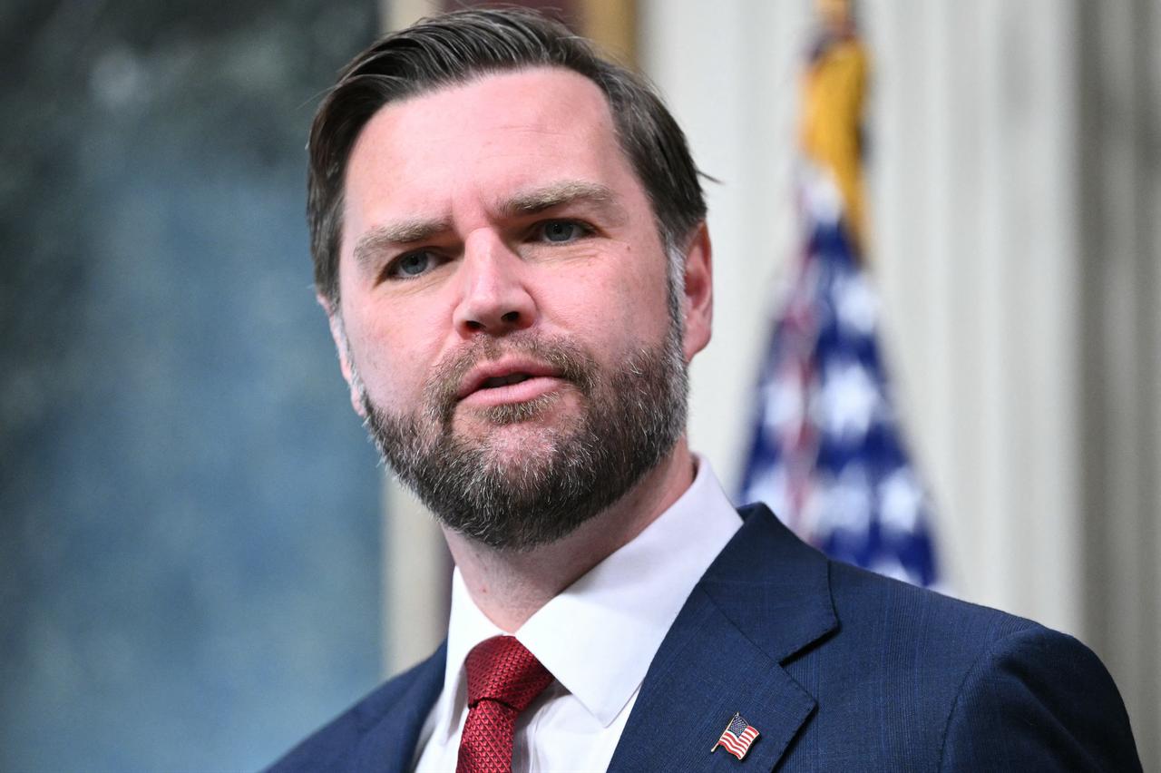 US Vice President JD Vance speaks during a swearing-in ceremony in the Eisenhower Executive Office Building, next to the White House in Washington, DC on April 1, 2026. (AFP Photo)