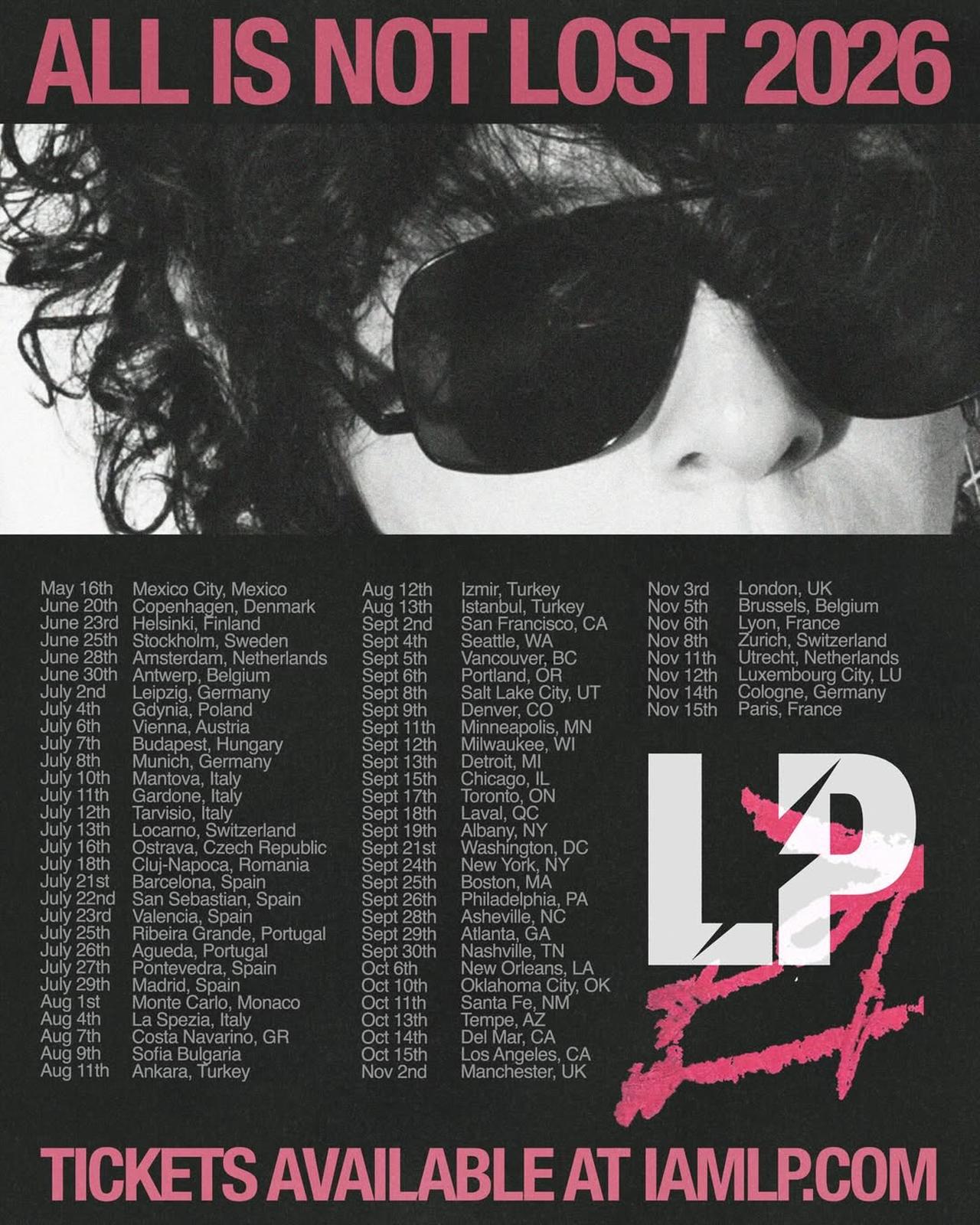 LP announces dates for the “All Is Not Lost 2026” tour, including stops in Ankara, Izmir and Istanbul, April 30, 2026. (Photo via Instagram / @iamlpofficial)