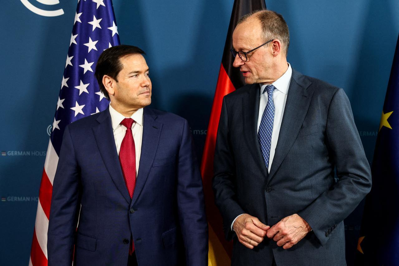 German Chancellor Friedrich Merz (R) and US Secretary of State Marco Rubio attend a bilateral meeting on the sidelines of the Munich Security Conference (MSC) in Munich, Germany, February 13, 2026. (AFP Photo)