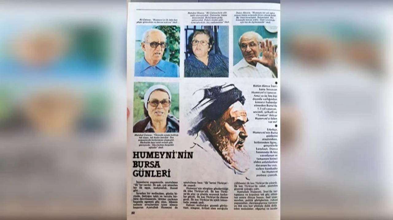 A page from the Turkish magazine Erkekce featuring the 1982 report titled Khomeini’s Bursa days, which documented Ruhollah Khomeini’s exile in Bursa, Türkiye. (Courtesy of Hurriyet)