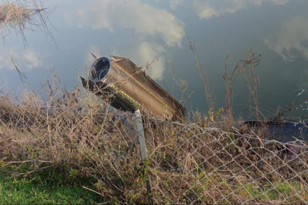 A piece of ordnance fired from Iran, which crossed Iraqi and Syrian airspace before being destroyed in mid-air, landed in Dortyol district of Hatay, Türkiye, March 4, 2026. (IHA Photo)