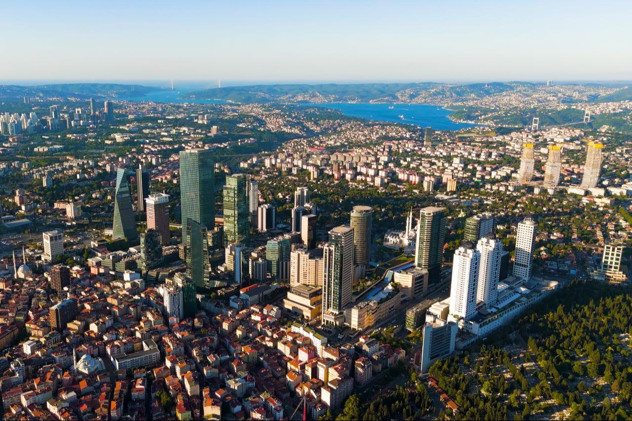 Aerial view of the Levent business district in Istanbul, Türkiye. (Adobe Stock Photo)