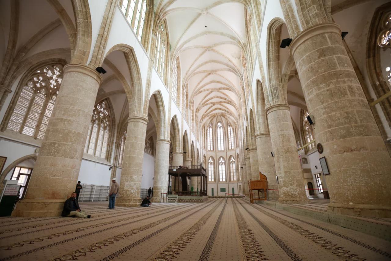 Interior view of the historic Lala Mustafa Pasha Mosque in Famagusta, TRNC, before the start of restoration works. (AA Photo)