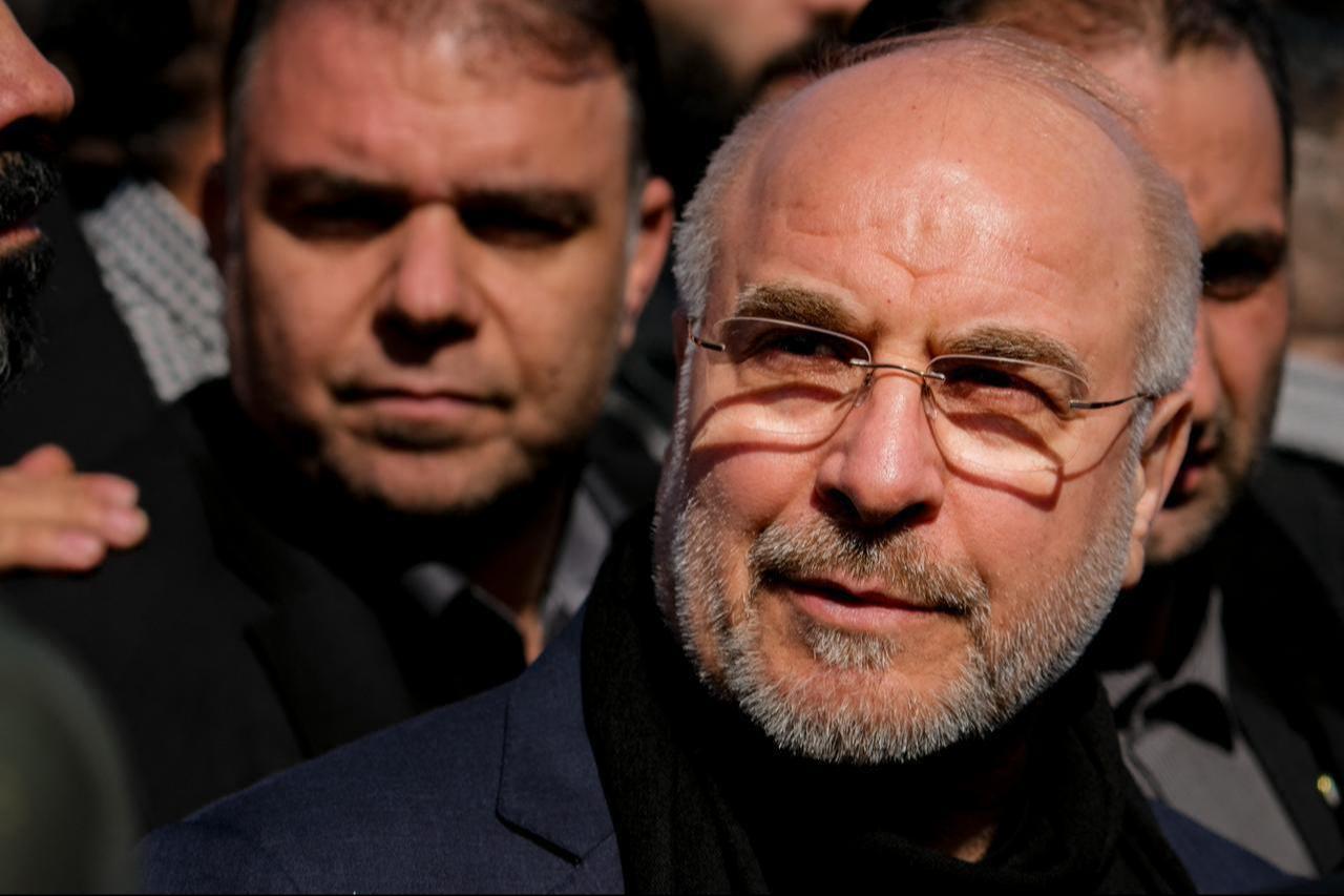 Mohammad Bagher Ghalibaf, Speaker of the Parliament of Iran, attends the funeral of Hassan Nasrallah and Hashem Safieddine in Beirut, Lebanon, February 23, 2025. (AFP Photo)