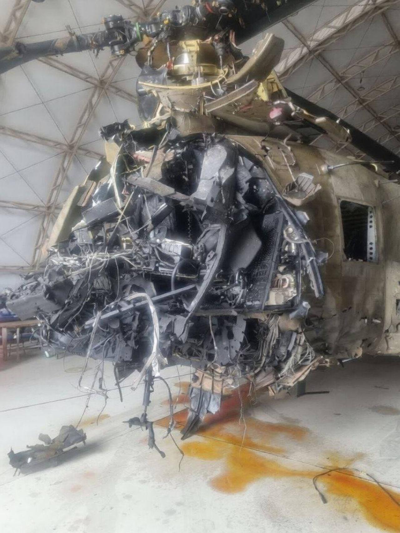 The photos show a US Chinook helicopter that was struck by an Iranian drone in Kuwait at an undisclosed time. (Photo via Telegram/@presstv)