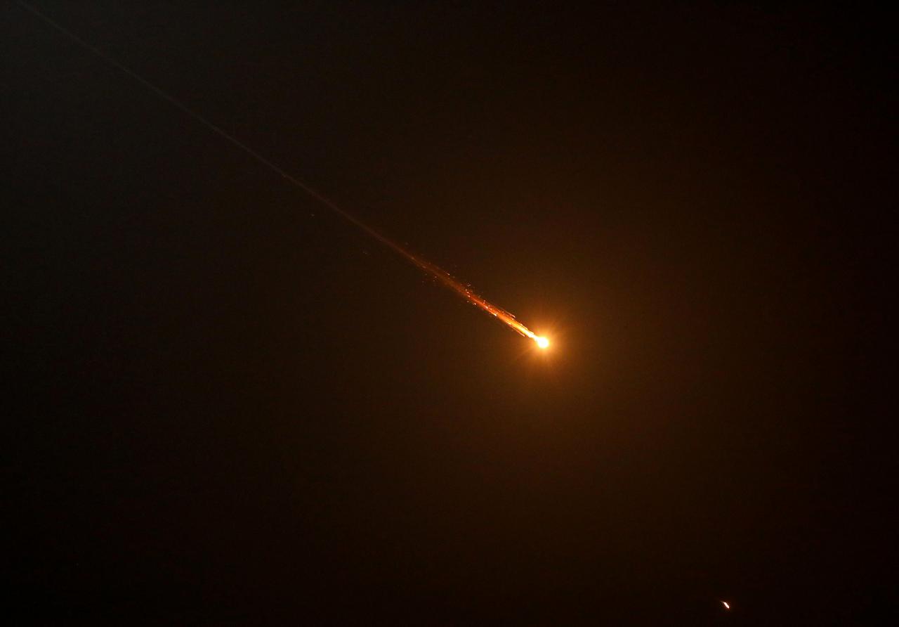 Missiles launched by Iran in retaliation for attacks by the United States and Israel are seen in the skies over Hebron, Palestine, West Bank on April 4, 2026. (AA Photo)