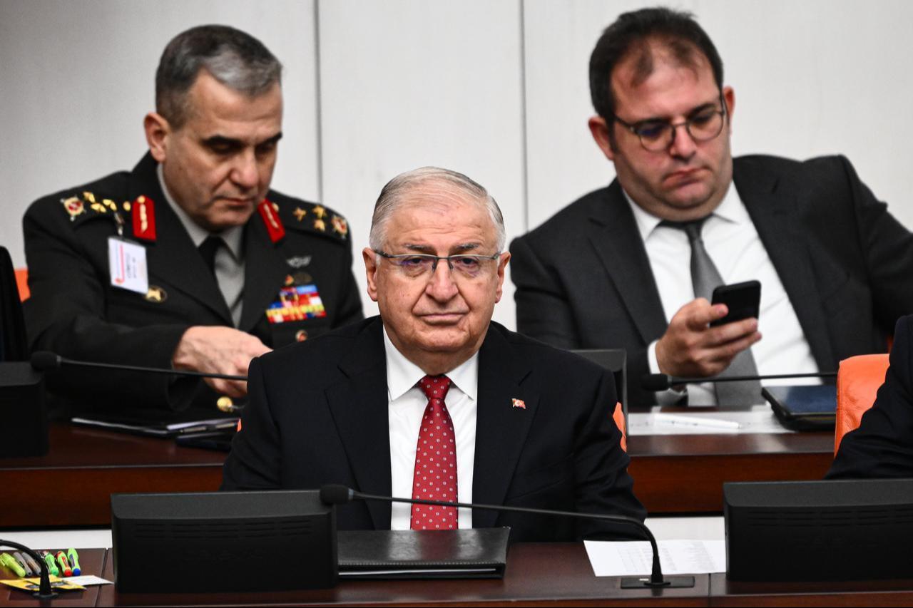 Minister of National Defense Yasar Guler (C) attending a session in Turkish Parliament in Ankara, Türkiye on Dec. 11, 2025. (AA Photo)