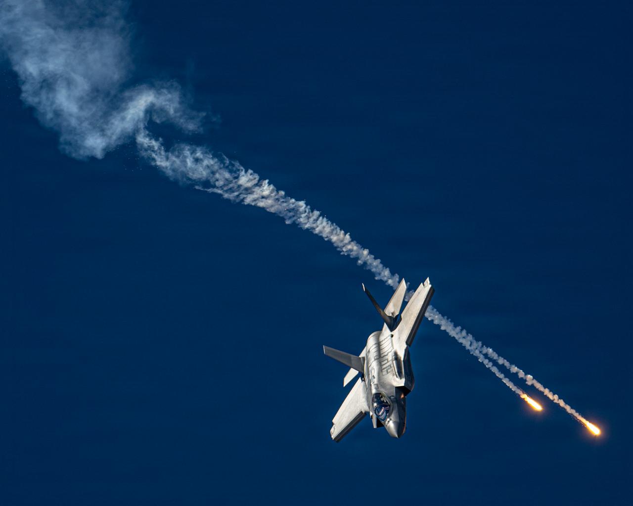 Maj. Sean Loughlin, F-35A Demonstration Team pilot, performs aerial maneuvers at Luke Air Force Base, Ariz., March 21, 2026, during Luke Days Airshow. (Photo via U.S. Air Force)