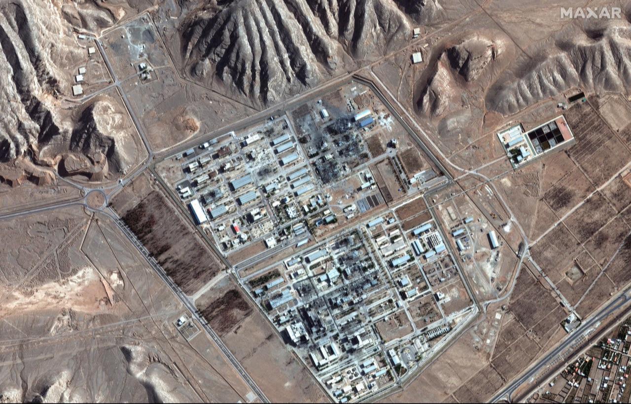 An overview of Isfahan nuclear enrichment facility and nearby tunnels in central Iran, accessed on June 25, 2025. (Satellite image ©2025 Maxar Technologies / AFP Photo)