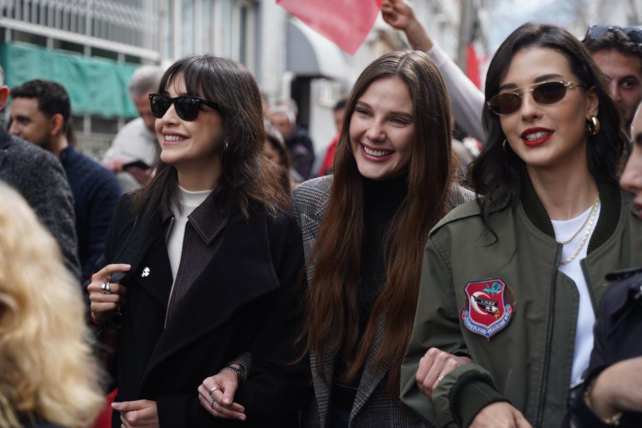 Female cast members of the Kurulus Orhan series attend public celebrations during the 700th anniversary of Bursa’s conquest in Türkiye. (Photo via X/@KurulusDizisi)