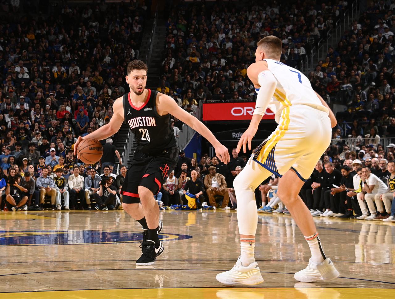 Alperen Sengun #28 of the Houston Rockets drives to the basket during the game against the Golden State Warriors at Chase Center in San Francisco, California, US, April 5, 2026. (AFP Photo)