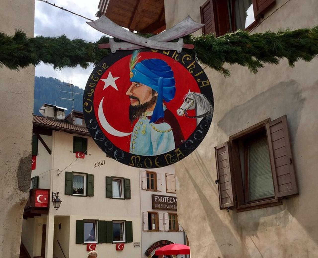 Moena Village with Turkish flags, Italy, Aug. 19, 2017. (Photo by Grazia B.)