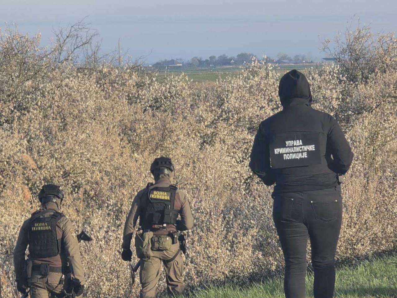 Serbian security forces seal off the area as part of the investigation in the municipality of Kanjiza, Serbia on April 5, 2026. (Photo via Kurir.rs)