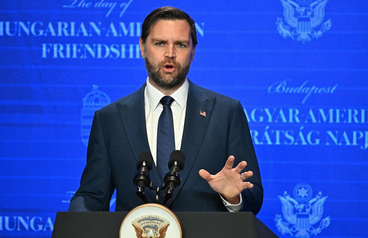 US Vice President JD Vance speaks during a joint press conference with the Hungarian Prime Minister in Budapest, Hungary, April 7, 2026. (AFP Photo)