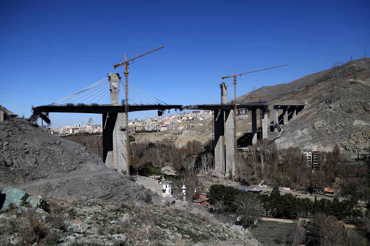 Significant sections of the B1 Bridge are seen destroyed after an airstrike attributed to the United States and Israel targeted the site near Tehran, in Karaj, Iran, April 3, 2026. (AA Photo)
