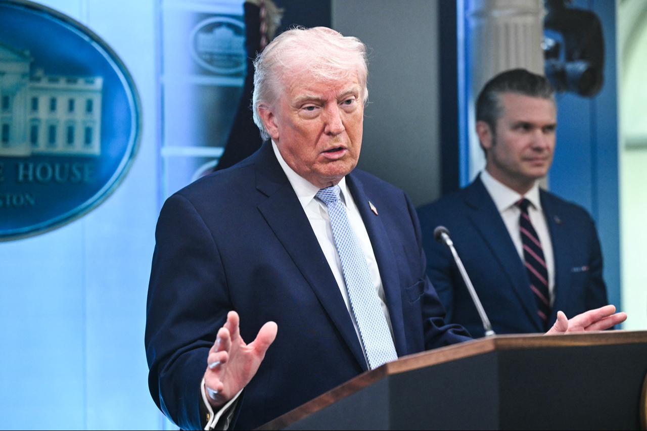 US President Donald Trump speaks about the conflict in Iran in the James S. Brady Press Briefing Room of the White House, April 6, 2026 in Washington, DC. (AFP Photo)